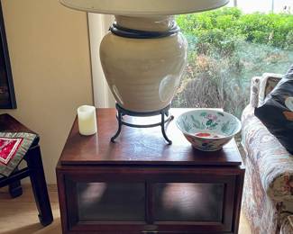 Fabulous Huge Mid Century Modern Art Pottery Ginger Jar Lamp on stand.