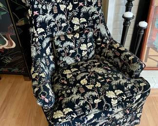 1960's Armchair, recovered in beautiful tapestry upholstery . Good condition.