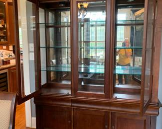 #4 Bassett China Cabinet - 2 pc. w/3 drawers, 3 wood doors & 2 glass Doors - w/beveled Glass Doors & Lighted - 65x18x30-84 $325.00