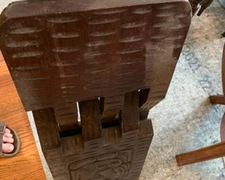 #29 Wood Heavy Carved Tiki Folding Book Stand - 21x10x14 (diagonal height 27") $100.00
