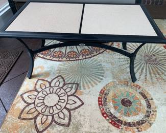 #39 Hampton Bay Coffee Table w/aluminum and tile top - 40x22x18 $75.00