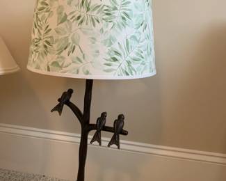 #62 Metal Bird Lamp w/leaves shade - 28" Tall $75.00