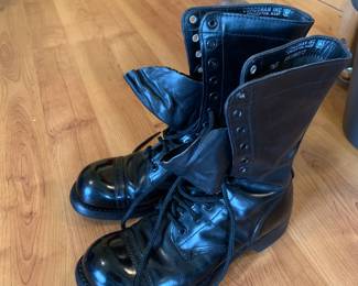 #77 Black Shiny Army Boots - 7.5E - Corcoran Inc. Brand Steel Toe - Jump Boots $40.00