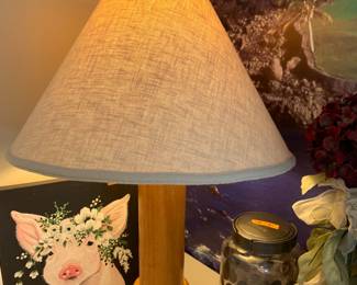 #88 Wood Base Lamp w/fish on top - 29"Tall $50.00