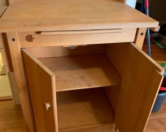 #89 Wood Rolling Cart w/2 doors & Pull-out Tray & Side Towel Rack w/side Knife Holder 31x20x37 (as is scuff Mark on Top) $125.00