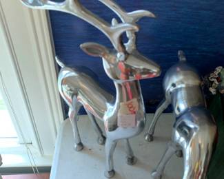 #100 Pair of Chrome- colored Reindeer $40.00