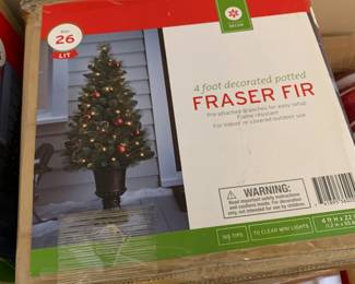 #104 4ft Frazier Fur 26 light Potted Fake Christmas Tree for Front Door $40.00