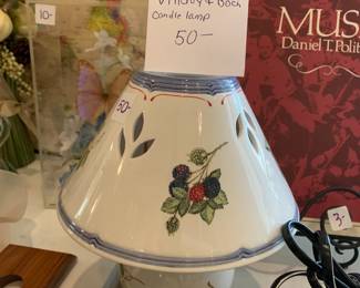 #117 Villeroy & Bach Candle Lamp - Blue w/Berries - 10" Tall $50.00