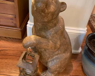 #124 Heavy Ceramic Bear w/Hanging Lantern - 16" Tall $40.00