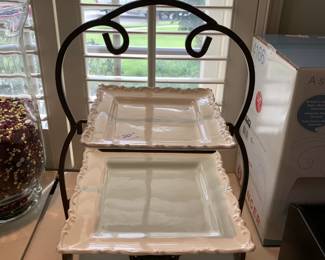 #143 Iron Stand w/2 square Serving Plates - 19" Tall $20.00