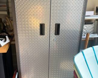 #196 Gladiator Rolling Storage Cabinet w/3 shelves - one side & Tall Area (one shelf) - 29x18x66 $200.00