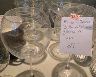 #225 Mikasa Cheers Balloon Wine Glasses 9" - 6 pc $27.00