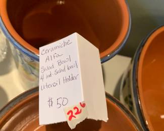 #226 Ceramiche Alfa Salad Bowl 4 incl. Salad Bowls Utensil Holder $50.00