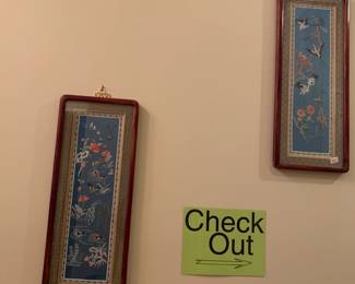 #248 Pair of silk embrody art work frames $30.00