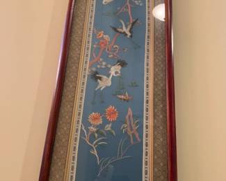 #248 Pair of silk embrody art work frames $30.00