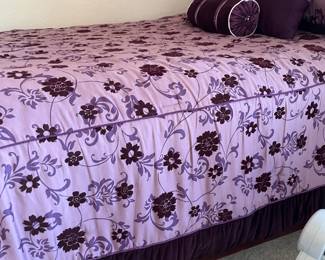 KH 246 Full size Bedding Ensemble Purple on purple with decorative pillows. 25.00