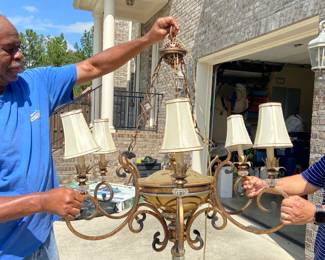 #249 6 candle with light in middle chandeler $175.00