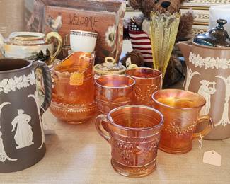 Carnival.Glass,.Antique English Jasperware