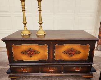 Antique Hand Painted Cedar Chest Circa 1919