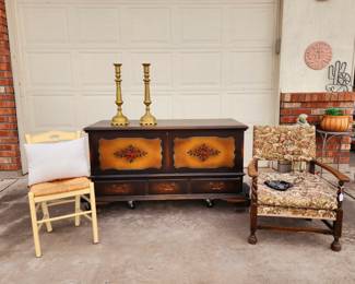 Antique Childs Fireside Chair, Pottery Barn Childs Chair, Antique Cedar Chest