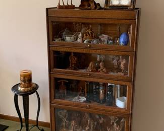 Oak barrister book case and a selection of treasures from other countries 