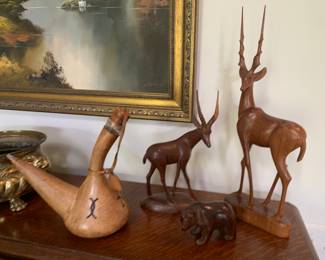 Hand carved items collected from different countries 