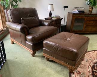Beautiful leather chair and ottoman