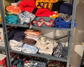 More afghans, shelving unit