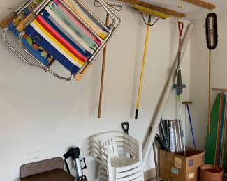 Lawn chairs, yard tools