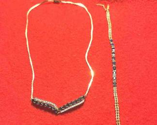 14kt Gold Sapphire Diamond Necklace, Bracelet