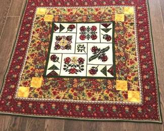 Handmade Quilt Red Yellow, Green