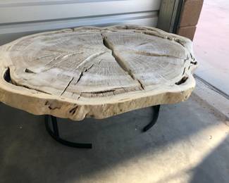 White WashBleached Petrified Wood Cocktail Table