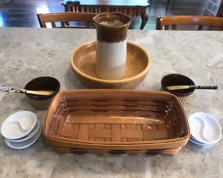 Longaberger Basket, Teak Salas, Vases, Dishes