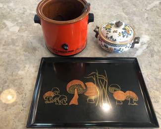 Vintage Mushroom Couroc, Crockpot Bowl