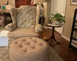 Hickory Hill Wing Back Chair and ottoman