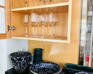 Bennington Pottery 
Schoff Zwiesel Wine Glasses 