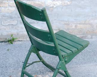 Back view of green Wrigley Field Cubs Park Grand Stand seat, from 1978