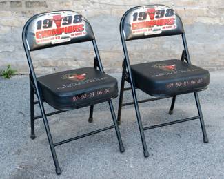 Pair of 1998 Chicago Bulls World Champions court-side chairs!!