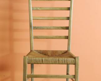Another view of GORGEOUS Italian 6-rung ladder-back dining chair with a woven seat, made in Italy