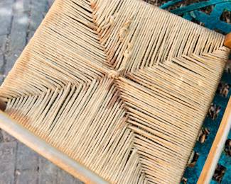 Underside of woven seat detail GORGEOUS Italian 6-rung ladder-back dining chair with a woven seat, made in Italy