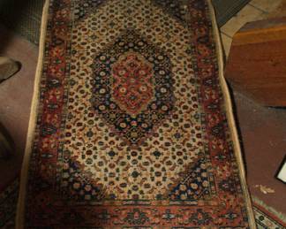 Beautiful Persian cream, red, and blue rug