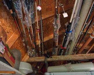 Another detail of fishing pole collection