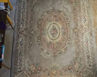 Floral design gray, pink, and green rug