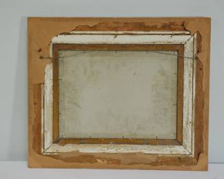 Back view of signed E PAYNE oil painting of landscape, rolling hills and evergreens at sunset, signed lower right, attributed to Edgar Alwin Payne