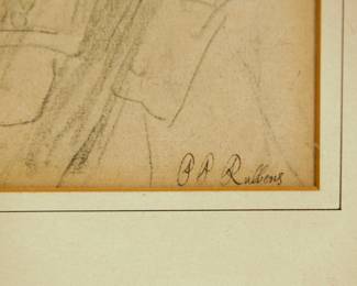 Signature detail, PP Rubens of framed print of Rubens's Daughter Clara Serena (So Named Maid of Honor of Infanta Isabell), C.1623