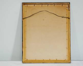 Back view of framed print of a portrait of a 19th century lady, dated 1890 by artist Frederick Dielman