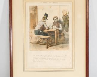 Satirical print "La Boite aux Lettres" by Charles-Joseph Traviès de Villers printed by Chez Aubert dal. Vero-Dodat