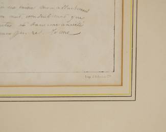 Imprint details at lower right of Satirical print "La Boite aux Lettres" by Charles-Joseph Traviès de Villers printed by Chez Aubert dal. Vero-Dodat,  reading "Imp. d'Aubert et. Cie"