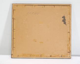 Back view of framed etching by Richard E. Bishop, dated '34, titled, "Rice Field Pintails"