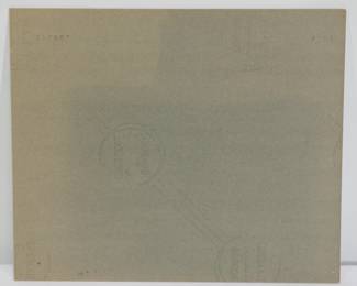 Back view of watercolor of a landscape, trees and a red canoe on a lake, signed at the lower left, Craig Macintosh, 1973